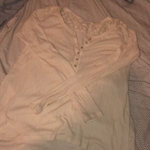 beige long sleeve shirt